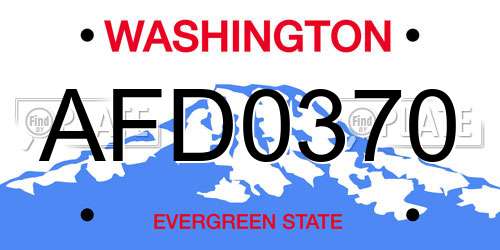 AFD0370 Washington License Plate