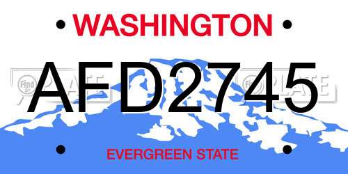 AFD2745 Washington License Plate