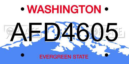 AFD4605 Washington License Plate