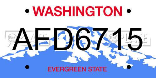 AFD6715 Washington License Plate