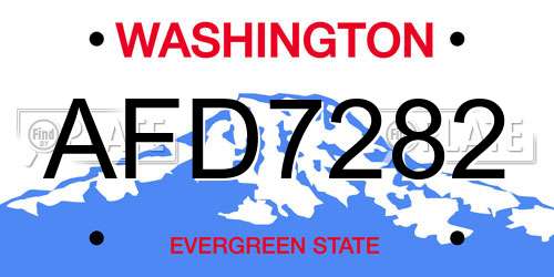 AFD7282 Washington License Plate