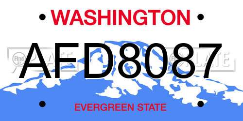AFD8087 Washington License Plate