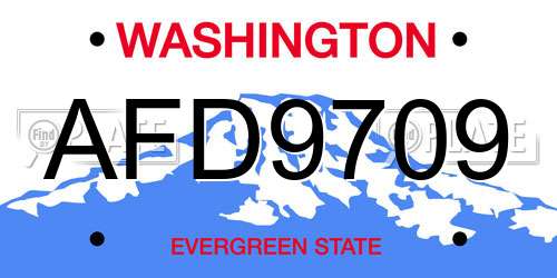 AFD9709 Washington License Plate