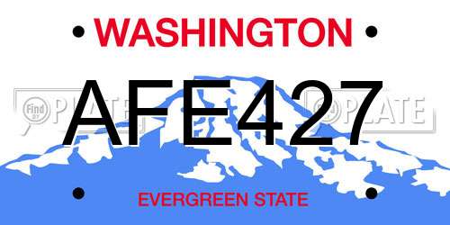 AFE427 Washington License Plate