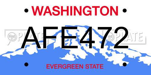 AFE472 Washington License Plate