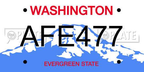 AFE477 Washington License Plate