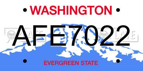 AFE7022 Washington License Plate
