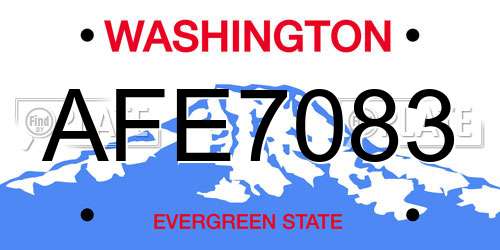 AFE7083 Washington License Plate