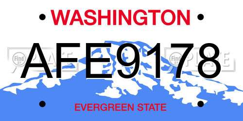 AFE9178 Washington License Plate