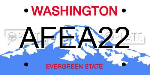 AFEA22 Washington License Plate