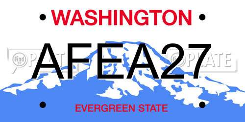 AFEA27 Washington License Plate