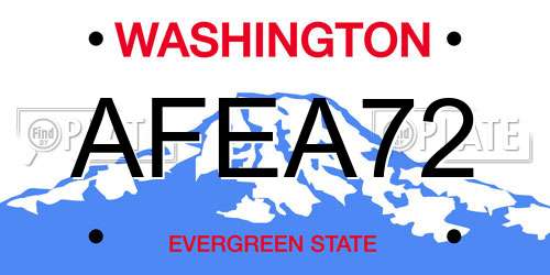AFEA72 Washington License Plate