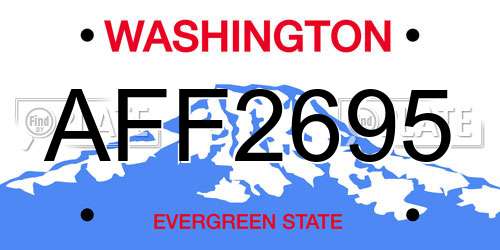 AFF2695 Washington License Plate