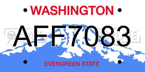 AFF7083 Washington License Plate