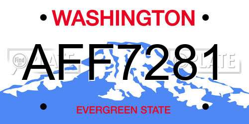 AFF7281 Washington License Plate