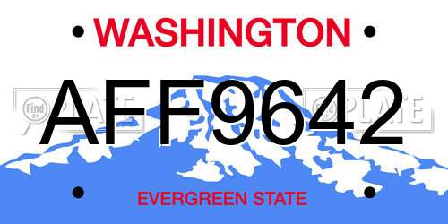 AFF9642 Washington License Plate