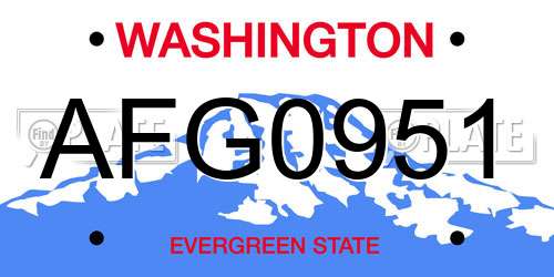 AFG0951 Washington License Plate