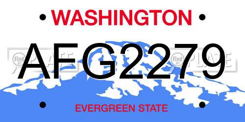 AFG2279 Washington License Plate