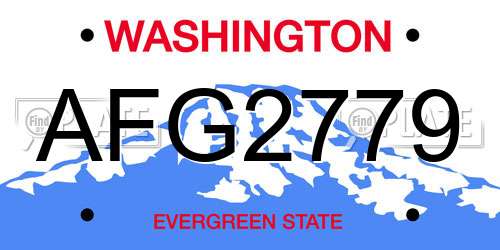 AFG2779 Washington License Plate
