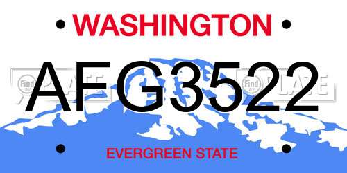 AFG3522 Washington License Plate