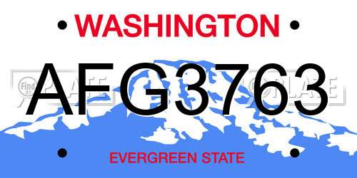AFG3763 Washington License Plate