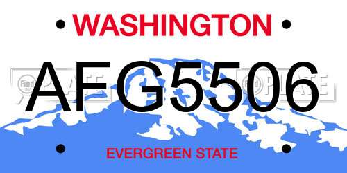 AFG5506 Washington License Plate