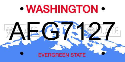 AFG7127 Washington License Plate
