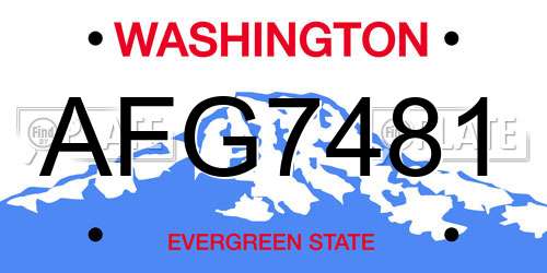 AFG7481 Washington License Plate