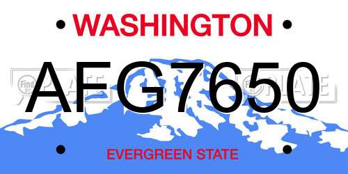AFG7650 Washington License Plate