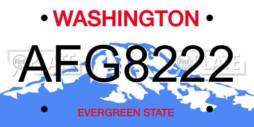 AFG8222 Washington License Plate