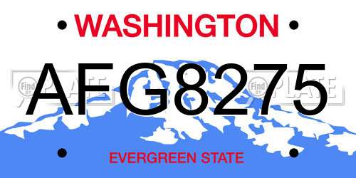 AFG8275 Washington License Plate