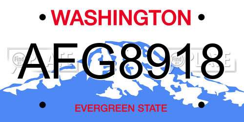 AFG8918 Washington License Plate