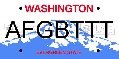 AFGBTTT Washington License Plate