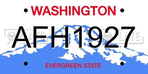 AFH1927 Washington License Plate