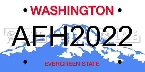 AFH2022 Washington License Plate