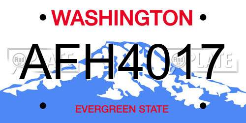 AFH4017 Washington License Plate