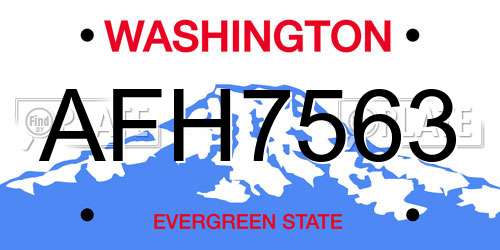 AFH7563 Washington License Plate