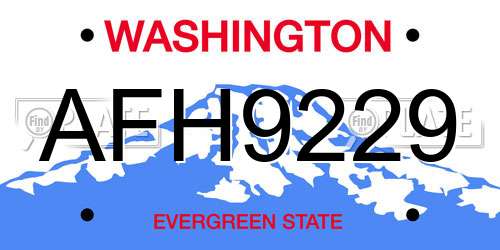 AFH9229 Washington License Plate