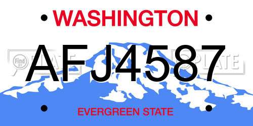 AFJ4587 Washington License Plate