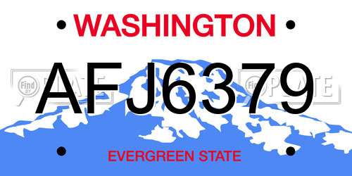 AFJ6379 Washington License Plate