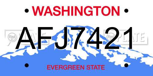 AFJ7421 Washington License Plate
