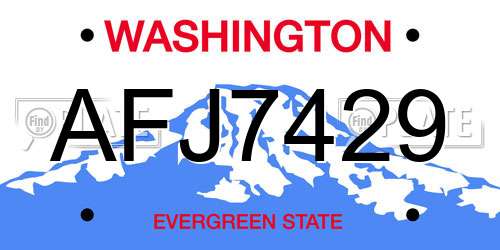 AFJ7429 Washington License Plate