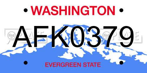 AFK0379 Washington License Plate