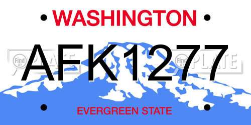 AFK1277 Washington License Plate