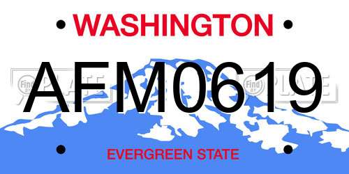 AFM0619 Washington License Plate
