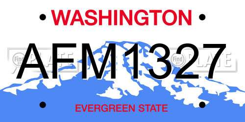 AFM1327 Washington License Plate