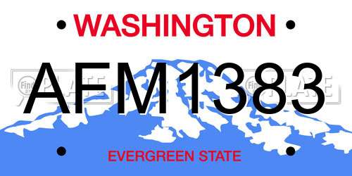 AFM1383 Washington License Plate