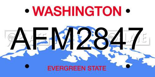 AFM2847 Washington License Plate