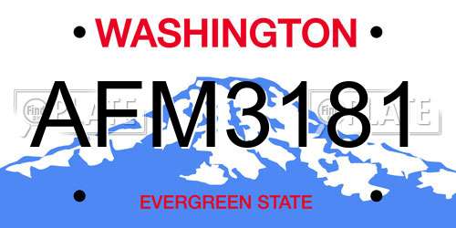 AFM3181 Washington License Plate