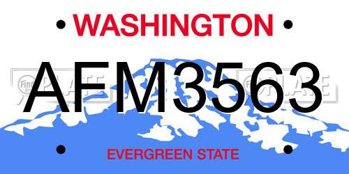 AFM3563 Washington License Plate